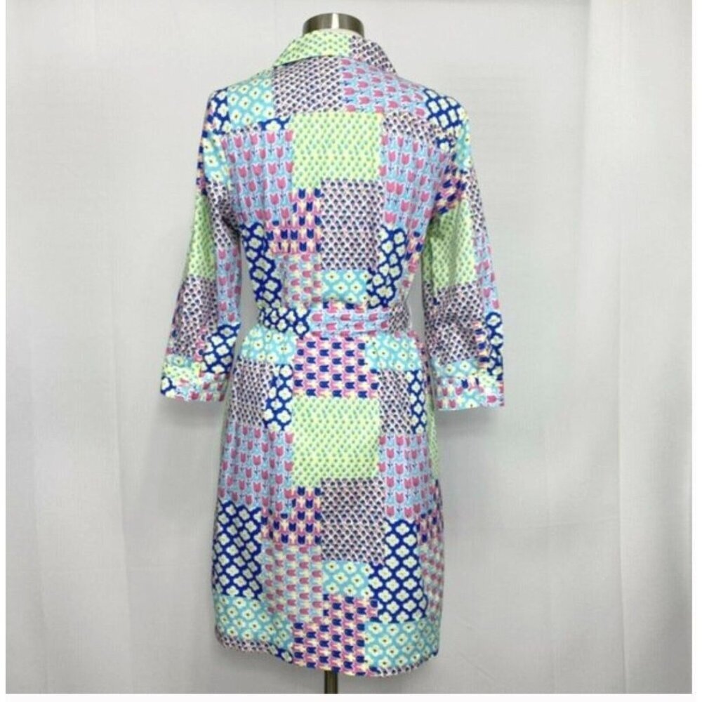 Talbots Island Patchwork Belted Shirtdress Size 10 - Picture 6 of 7